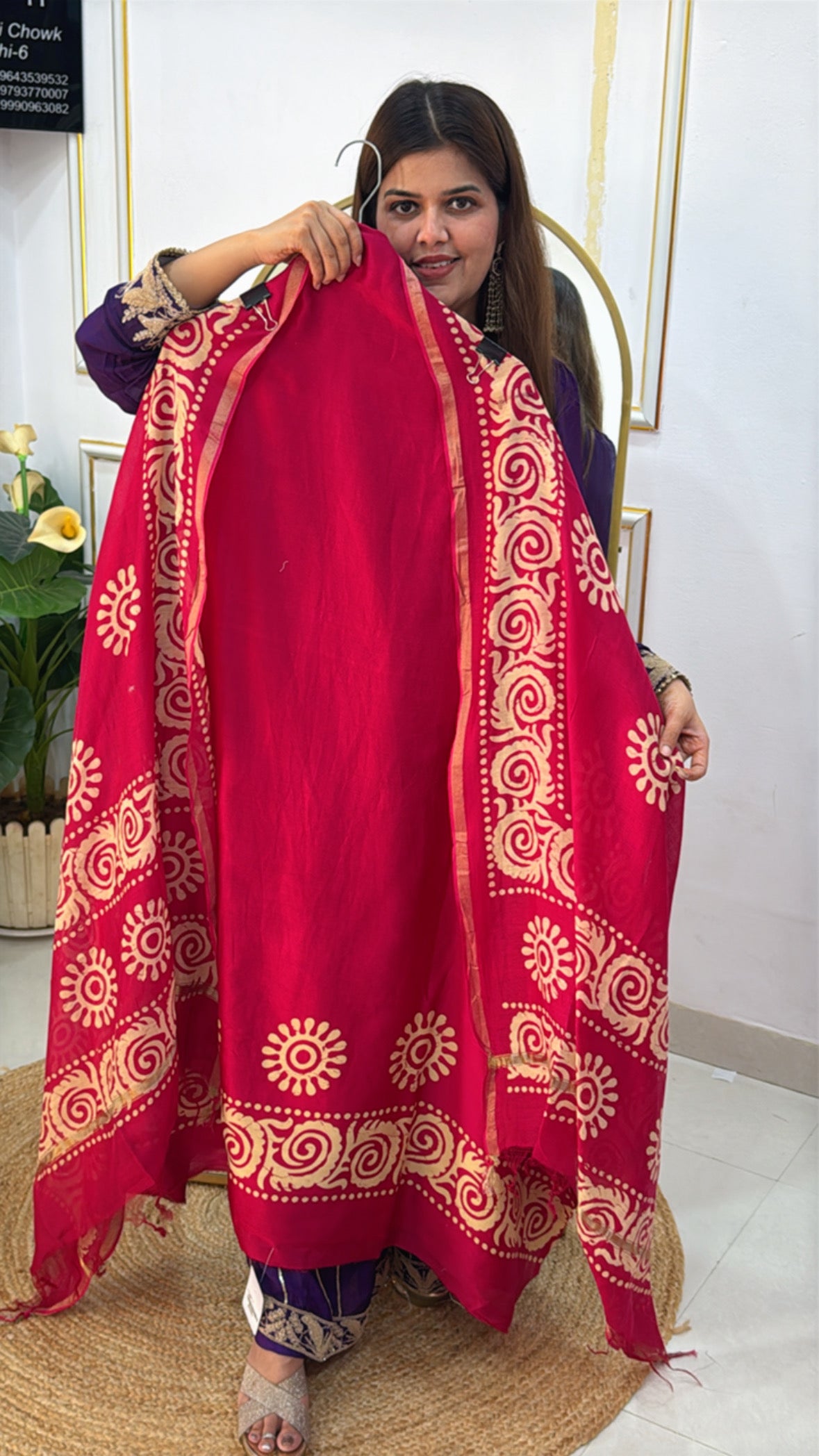 Premium Pure 60gm Mul Chanderi Suit Material with Organic Block Print GF 453